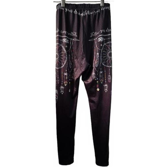 Black Leggings with Dreamcatcher and Feather Print Size S - Picture 2 of 7